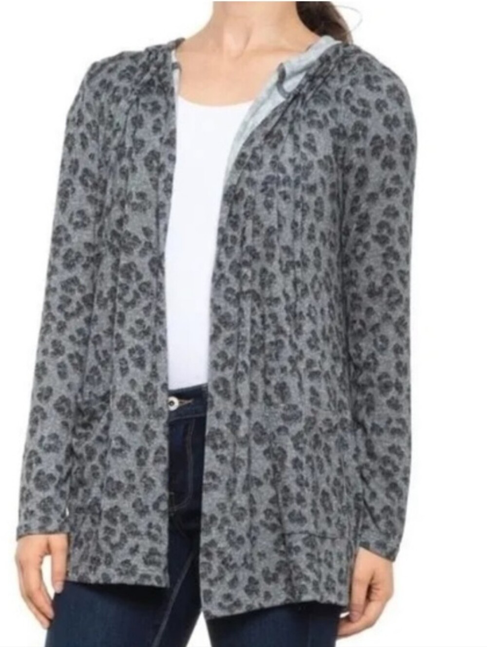 Lucky Brand Animal Print Hooded Cardigan